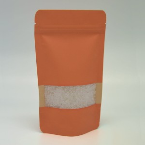 Doypack pomarańczowy papier z oknem ze struną 100ml 85x50x140mm 1000szt.