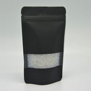 Doypack czarny papier z oknem ze struną 250ml 110x65x185mm 1000szt.