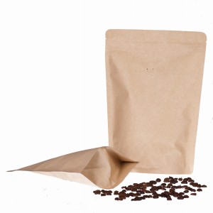 Doypack brązowy papier, wentyl, struna + nacinka 250g 140x80x270mm 1000szt.